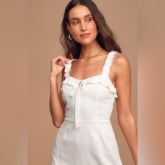 Lulu’s Days Like This Ivory Sleeveless Ruffled Mini Dress—size M NWT - Picture 3 of 8